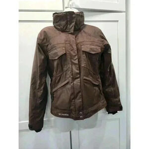 Columbia Titanium Jacket Womens S Brown Omni Tech Sherpa Lined Waterproof